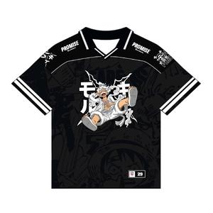 Jersey Boxy Oversize Jumbo PROMISE Onepiece Luffy Gear 5 Vintage Skena Unisex Pria Wanita Sport Big Size Hitam Putih