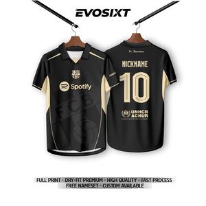 Jersey Fantasy FC Barcelona Hitam/Jersey Bola/jersey Barca/Full Printing bahan dry fit premium/Free Name Set
