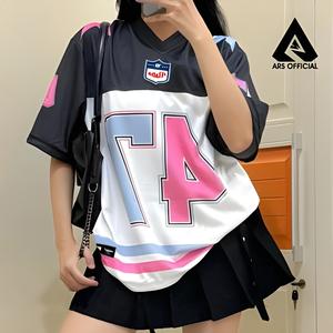 ARS Baju NFL Nomor 47 Ray Marrie Jersey Streetwear Oversize Retro Unisex Vintage | Football | Futsal | Terbaru Warna Hitam Pink Biru Sport