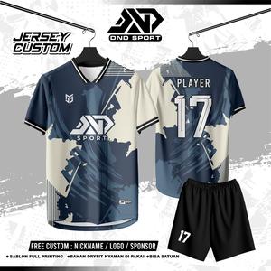 Jersey Futsal Sepakbola Deep Blue Free Custom Nama Nomor Punggung Logo Sponsor