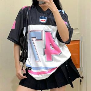 (Bisa Cod) ALBAAITS Baju Jersey Streetwear Oversize Boxy Fit Retro Unisex Vintage / Jersey Ballet FootBall / Futsal/ Voly/ Tenis Hitam Dan Putih