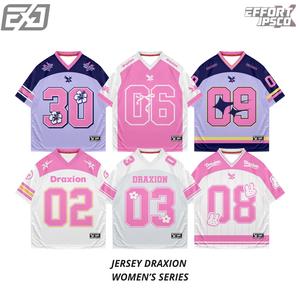 Draxion Jersey Oversize Perempuan Series Pink Vintage Kece Streetwear Retro Sport Baju Bahan Dri-Fit Milano Kualitas Anti UV Full Printing Sublim Jahitan Profesional Rapih