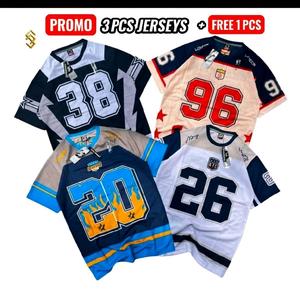 [ PROMO 3PCS + 1PCS ] 4 Kaos Jersey Unisex Bahan Dryfit Motif Baseball Angka Printing Sublimasi Nyaman Distro D'B35T Keren Jersey Pria